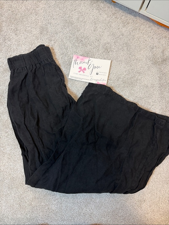 Vitamin A Pants - Vitamin A Tallows Linen Wide Leg Pant - Black EcoLinen